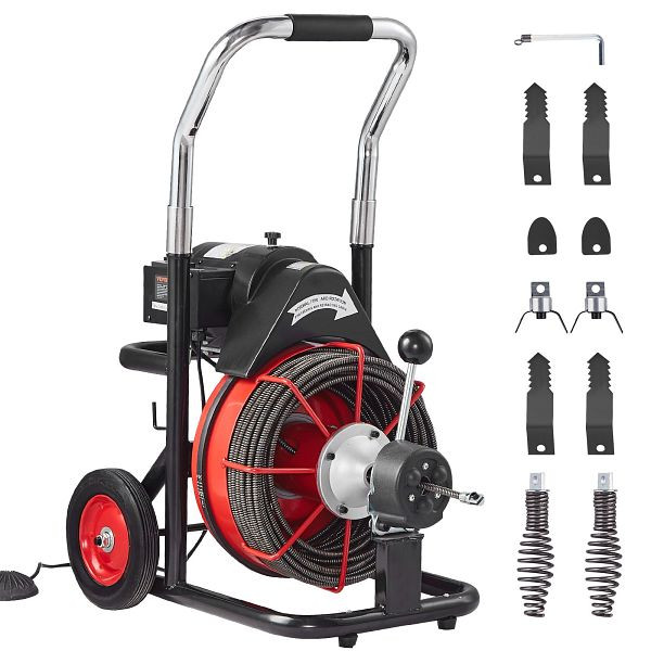 VEVOR Rohrreinigungsmaschine Rohrreinigungsgerät automatische Zufuhr 30mx9,5mm, ZDJJKLSGDSTJ3PXN5V2
