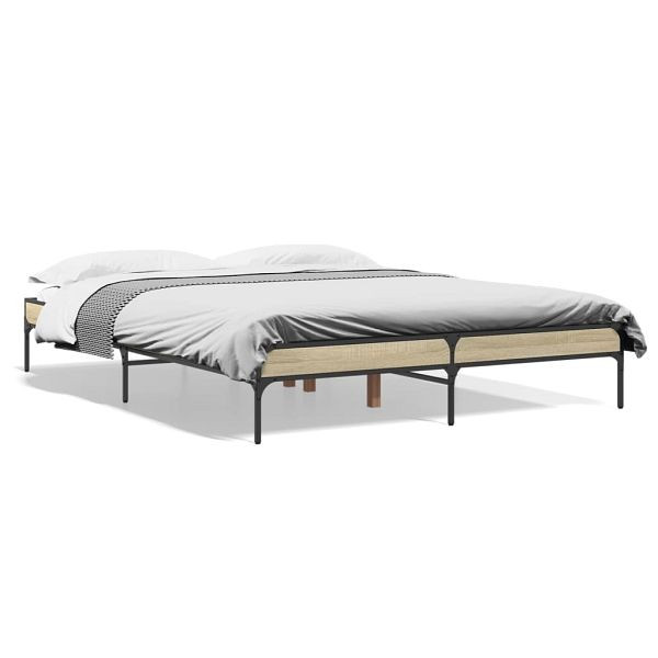 vidaXL Bettgestell Sonoma-Eiche 160x200 cm Holzwerkstoff und Metall, 845007