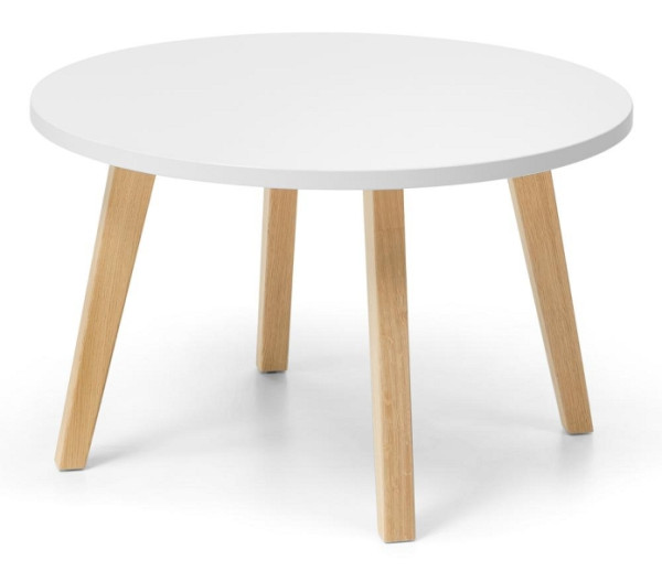 Deskin Beistelltisch OAK, Dekor weiß, Beine Eiche massiv, D 800 x H 460 mm, 293276