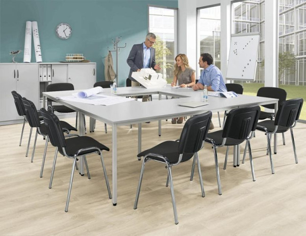 Deskin SET-ANGEBOT Besprechungstische BASE MODUL, bestehend aus 12 Stühle ISO, 4 Besprechungstische BASE MODUL, lichtgrau, 360057