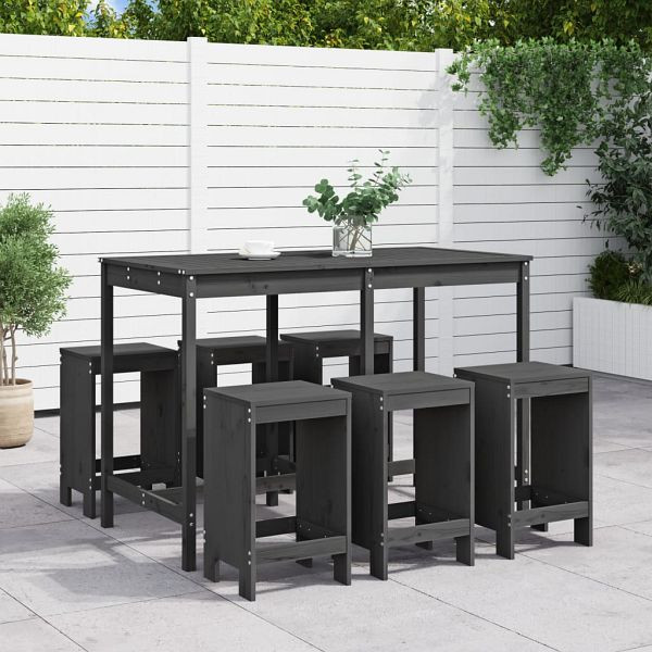vidaXL 7-teilig Gartenbar-Set Grau Massivholz Kiefer, 3157753